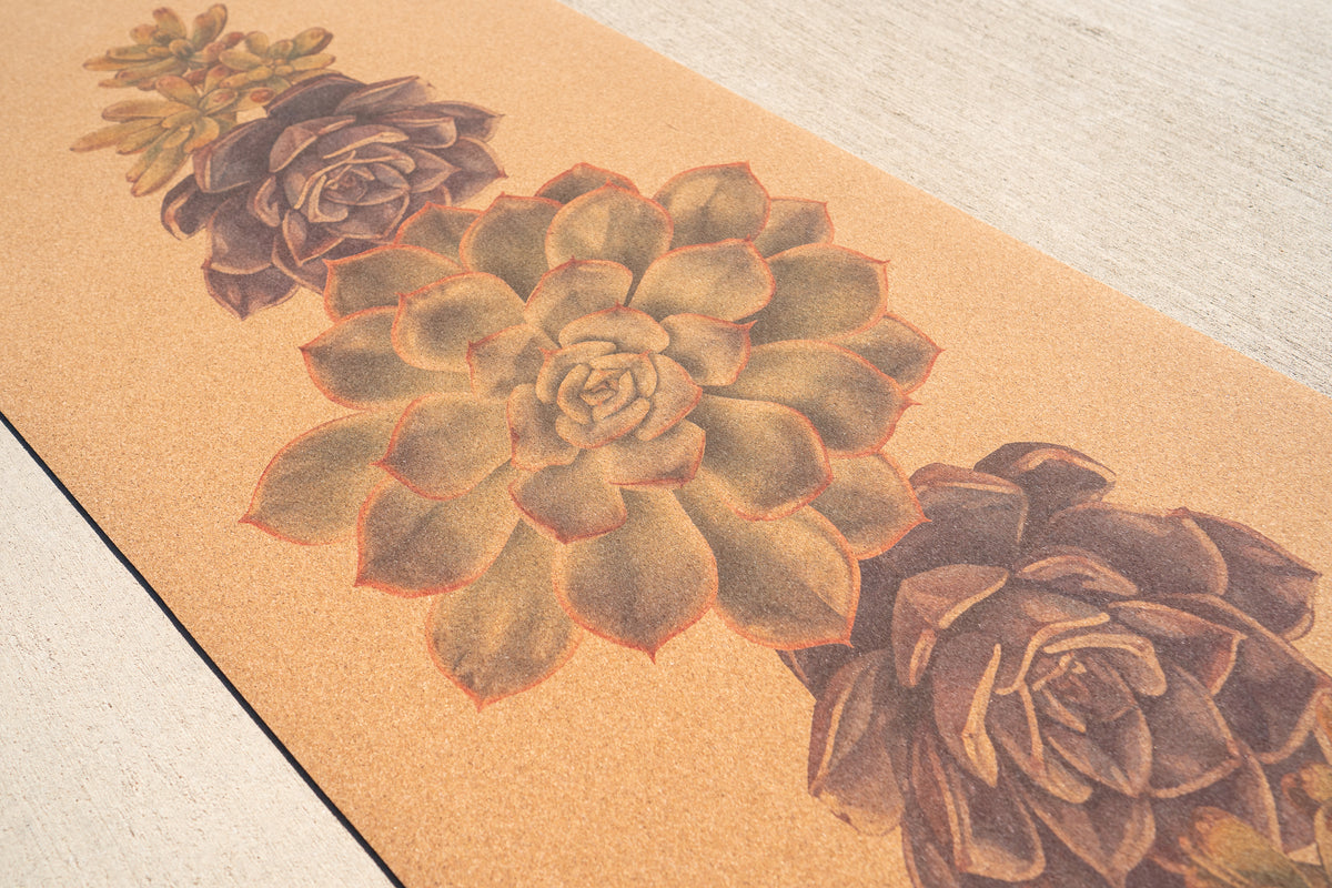 Succulent Plant Cork Yoga Mat